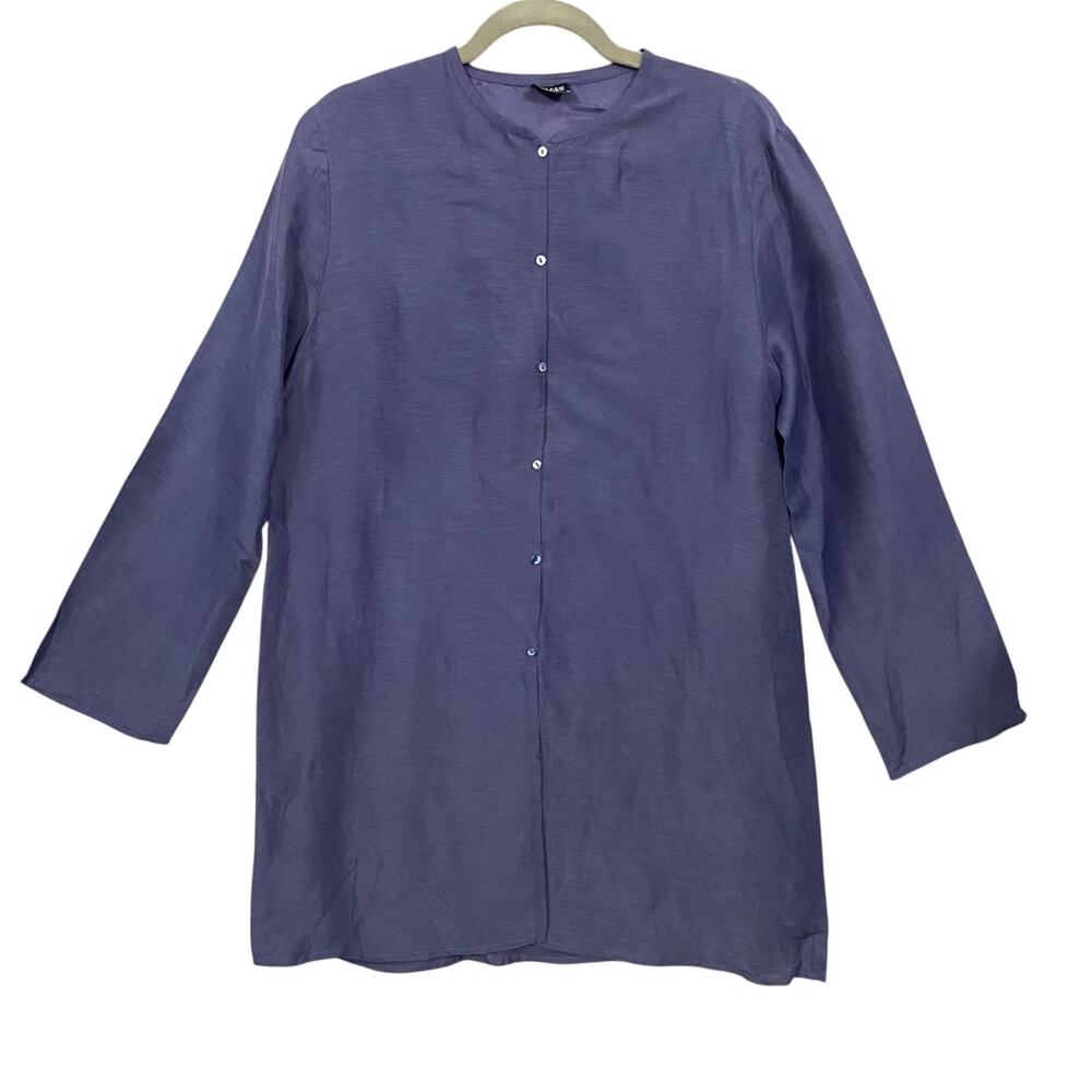 Eileen Fisher Linen Silk Long Sleeves Tunic Top Large